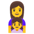 👩‍👧 family: woman, girl display on Google